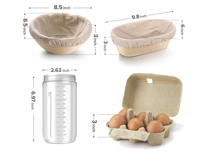 Cesta de Prueba de Pan Grande Ovalada 25Cm 10 Pulgadas Redonda Premium de Fermentación