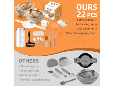 Cesta de Prueba de Pan Grande Ovalada 25Cm 10 Pulgadas Redonda Premium de Fermentación