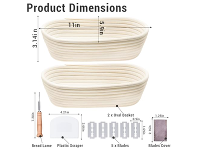 Cesta de Pan con Piedra Calentadora Pack Forro 5In Suministro de Horneado Banenton