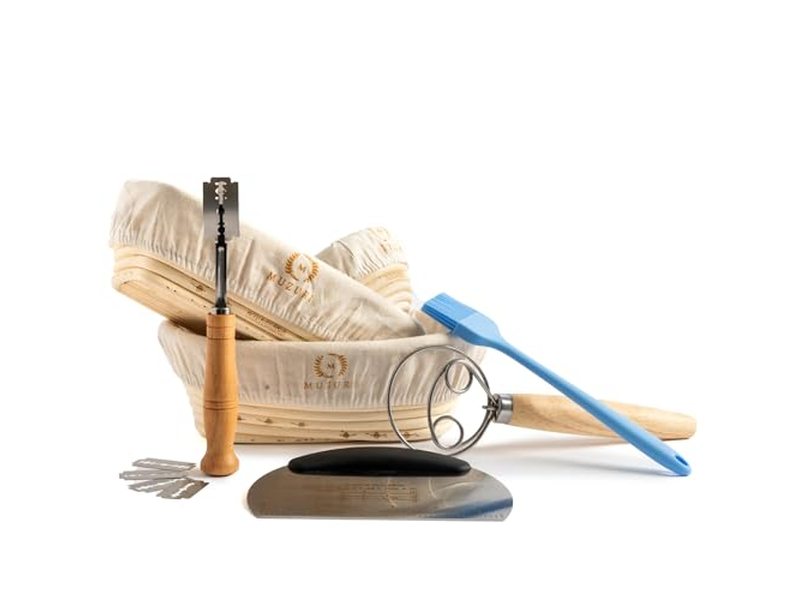 Cestas de Pan para Servir con Cesta de Fermentación Ovalada de Ratán con Tela