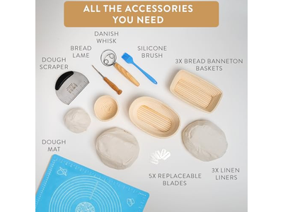 Cestas de Pan para Servir con Cesta de Fermentación Ovalada de Ratán con Tela