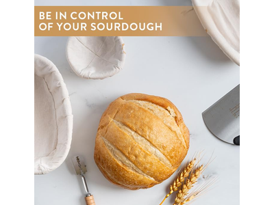 Cestas de Pan para Servir con Cesta de Fermentación Ovalada de Ratán con Tela