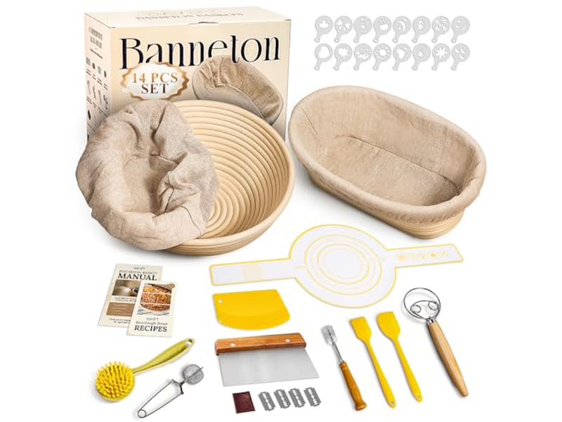 Cuencos de Pan para Servir Conjunto de 2 Cestas de Prueba de 10 Pulgadas