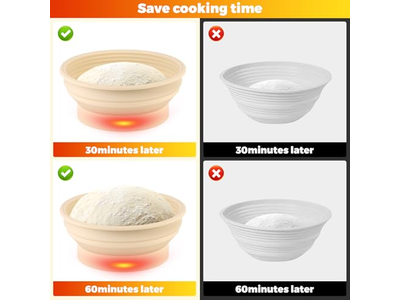 Cesta de Prueba de Pan Plegable con Drenaje Escala de Horneado Techo Plano Negro