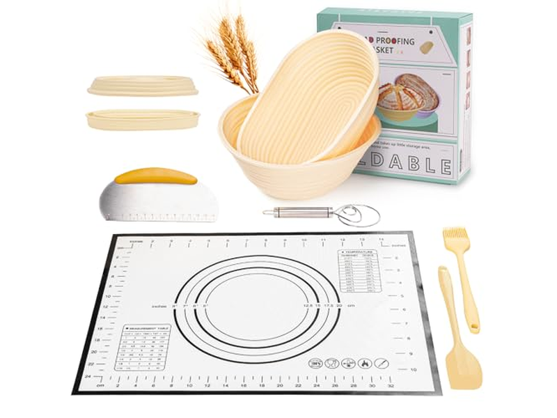 Bannetons de Pulpa de Madera Ovalados con Forros de Ratán de 9 Pulgadas