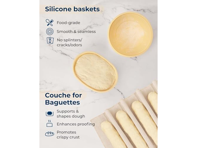 10Inch Oval Rattan Bread Basket Sourdough Kit Proving Rising Dough Cane Baking