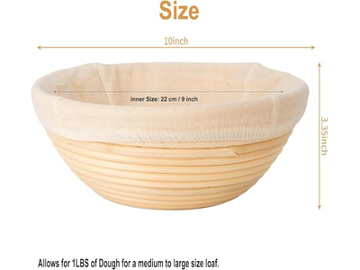 Kit de Cesta de Prueba de Pan de Banneton 2 Con Accesorios Set de Masa Madre Redonda