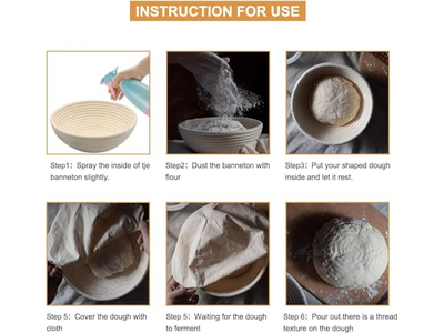 Kit de Cesta de Prueba de Pan de Banneton 2 Con Accesorios Set de Masa Madre Redonda