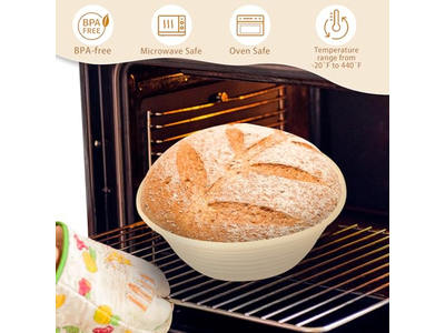 Banneton para Pan Artesanal Usando Por Primera Vez 10 Pulgadas Cubierta Ovalada 8P Forro