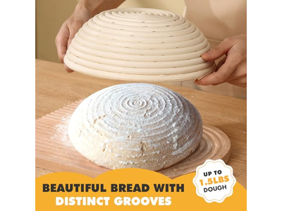 Cesta Banneton de Mimbre de 6 Pulgadas con Plástico Redondeado 9 Cestas de Prueba