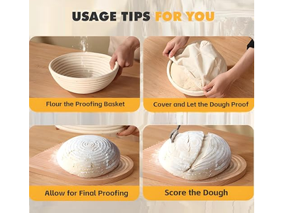 Cesta Banneton de Mimbre de 6 Pulgadas con Plástico Redondeado 9 Cestas de Prueba