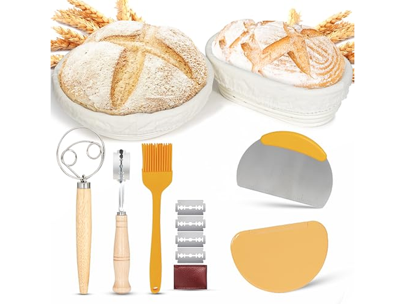 Cesta de Prueba Benetton Redonda con Forro para Pan Casero de Ratán con Juego de Cubierta