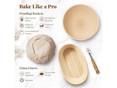 Cuencos de Pan para Servir Conjunto de 2 Cestas de Prueba de 10 Pulgadas