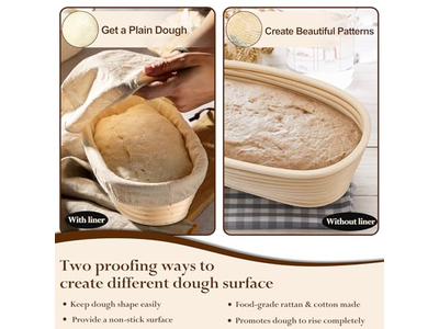 Cesta de Prueba de Pan Brotform 1Kg 9 Pulgadas Ovalada Banneton Hecha a Mano Tamaño Grande Personalizado