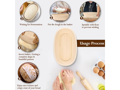 Cesta de Prueba de Pan Brotform 1Kg 9 Pulgadas Ovalada Banneton Hecha a Mano Tamaño Grande Personalizado