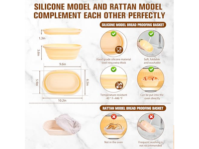 Tazón Raspador de Masa Pan de Masa Madre Cesta de Horneado Pequeña Redonda de 10 Pulgadas