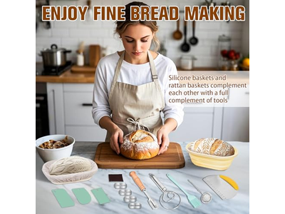 Tazón Raspador de Masa Pan de Masa Madre Cesta de Horneado Pequeña Redonda de 10 Pulgadas