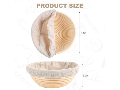 Cestas de Pan de Calidad de Banneton Jefes de Pan Francés Forradas de Lino Pequeñas Redondas para Croissants