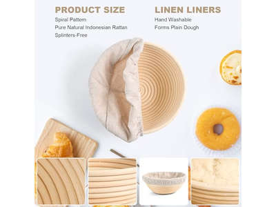 Cestas de Pan de Calidad de Banneton Jefes de Pan Francés Forradas de Lino Pequeñas Redondas para Croissants