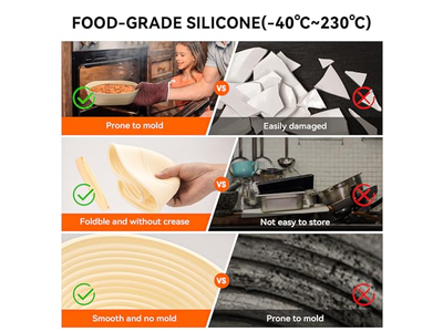 Bannetons de Pulpa de Madera Ovalados con Forros de Ratán de 9 Pulgadas